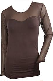 4 out of 5 stars with 25 reviews. Seamless Sheer Long Sleeve Mesh Sweetheart Neckline Blouse Top Shirt Brown At Amazon Women S Clothing Store