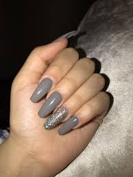Autumn nails acrylic rounded acrylic nails short square acrylic nails. Grey Sparkle Coffin January Acrylic Nails Grey Acrylic Nails Prom Nails Prom Nails Silver