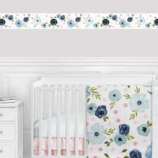 From traditional to funky styles, there is a wallpaper border for just about everyone with every. Watercolor Floral Navy Blue And Pink Collection Wallpaper Border
