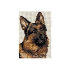 Kit A Broder Point De Croix Berger Allemand Pensif Riolis Kits De Broderie Point De Croix Broderie