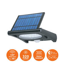 Link2home Super Bright Black 320 Lumen Motion Activated Outdoor Led 6500k Solar Powered Landscape Flood Light Em Sl360b The Home Depot Outdoor Solar Lights Solar Led Flood Lights