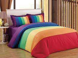 Rainbow Comforter Set 5 Piece Queen Size With Duvet Cover Fitted Sheet Plcase Comforter Sets Red Duvet Cover Bed Linens Luxury