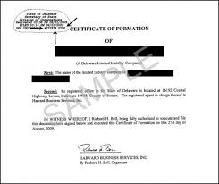 Certificate Of Formation For A Delaware Llc Harvard Business Services