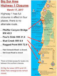 Highway 1 Conditions In Big Sur California Big Sur Big Sur State Park Highway Map