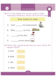 Grade 1 Free Printable Worksheet 1st Grade Worksheets First Grade Worksheets Verb Worksheets