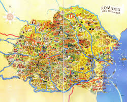 Harta Turistica A Romaniei Online Harta Illustrated Map Romania Map Illustration