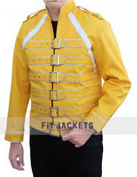 Freddie Mercury Yellow Leather Jacket Celebrities Leather Jacket Fashion Street Style Jacket