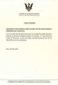 This page contains a national calendar of all 2018 public holidays. May 17 18 Declared As Additional Public Holidays