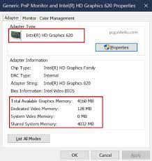 Check Graphic Card Memory Size In Windows Vista, 7, 8.1 & Windows 10