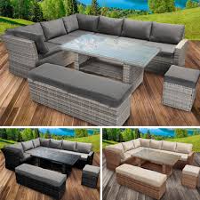 Hoher esstisch mit vier bis acht stühlen mit armlehnen. Poly Rattan Sitzgruppe Sitzgarnitur Essgruppe Gartenmobel Gartenset Garten Set