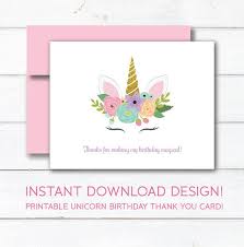 Happy Birthday Unicorn Birthday Card Printable Unicorn Thank You Card Unicorn Birthday Party Theme Magical Etsy Birthday Thank You Cards Printable Unicorn Birthday Birthday Party Themes