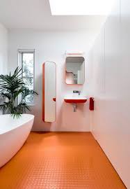 Designboom Orange Coin Flooring Bathroom Grant House Orange Bathrooms Rubber Flooring Bathroom