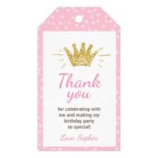 Thank You Gift Ideas For Birthday Party Princess Thank You Tags Royal Crown Pink And Gold Zazzle Com Thank You Tags Princess Birthday Gold Baby Gift