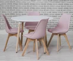 50 months interest free financing* on purchases priced at $999.99 and up made with your rooms to go credit card through 5/11/21. Furniture Line Urban White Round Dining Set With 4 Pink Chairs 75cm Fduk