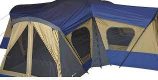 The spacious cabin design is built with durable steel legs and a lightweight fiberglass roof. Amazon Com Ozark Trail Base Camp 14 Person Cabin Tent Blue Sports Outdoors