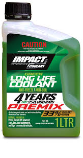Antifreeze makers use those dye colors to differentiate coolant from other fluids used in cars. 91046985 Impact Coolant Green Long Life Premix 1l Auto One
