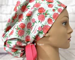 Strawberry Cotton Ponytail Scrub Cap: Surgical Cap With Buttons