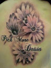 Black And Grey Portrait Daisy Flower Text Memorial Karl Stevens Tattooist Tattoo White Daisy Tattoo Daisy Tattoo Designs Daisy Tattoo