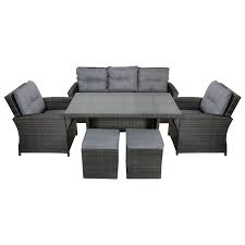 Alfresco dining just got serious with this contemporary outdoor dining set from furniture village offering a spacious table and set of six dining armchairs. Dine Al Fresco And Make The Most Of The Good Weather With The Jamaica Garden Set It Features A Rectangular Dining Table 3 Seat Sofa 2 Armchairs 2 Arquitetura