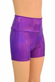 Kids Grape Purple Holographic High Waist Shorts With 2 5