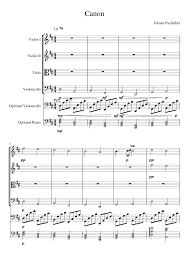Pachelbel S Canon In D String Quartet Sheet Music For Piano Violin Cello Viola Piano Sextet Musescore Com