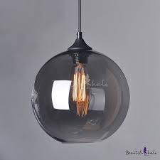 Industrial Style Orb Hanging Pendant Smoke Glass 1 Head Drop Light In Black Finish For Cafe Restaurant Ceiling Pendant Lights Glass Ball Pendant Hanging Light Lamp