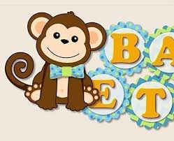 Amazon Com Personalized Monkey Baby Shower Or Birthday Party Banner For Boy Optional Decorations Cake Topper Centerpiece Sign Favor Tags Or Stickers Thank You Cards Handmade In Usa Bcpcustom Handmade Products