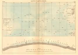 North Atlantic Ocean 1886 Old Antique Vintage Map Plan Chart