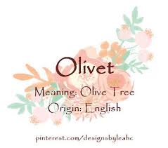 Baby Girl Name Olivet Meaning Olive Tree Origin English Baby Girl Names New Baby Names Girl Names