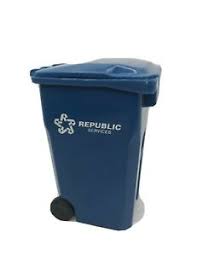 Republic Services Mini Desk Garbage Trash Bin Cart Can Toter Blue Advertisement Ebay