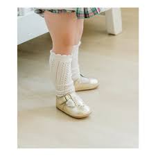 L'Amour Dottie Scalloped T-Strap Mary Jane, Gold (Baby)