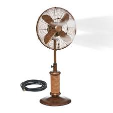 Product description a must for your outdoor entertainment, powerful 18 inch outdoor misting fan connects to standard garden hose or faucet. Oscillating Fan With Misting Kit 3 Cooling Speeds With High Rpm Adjustable Height Art Deco Floor Fan 19 Stand With Weighted Base Includes Misting Kit For Outdoor Use Buy