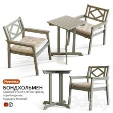 Ikea table and 2 folding chairs, outdoor, brown stained 2202.171129.1014: 3d Models Table Chair Garden Table And Chair Ikea Bondholmen