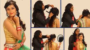 Lehenga hairstyles for wedding reception. Simple Indian Bridal Hairstyle Floral Curls Wedding Hairstyle For Saree Lehenga Youtube