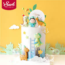 Clay Dinosaur Cake Topper For Baby Shower Birthday Party Decoration Wedding Supplies Kid Artificial Flower Dessert Love Gifts Askki The Dinosaur Shop