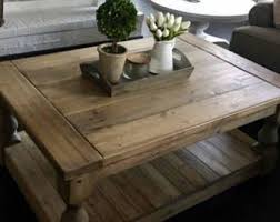 Large Square Rustic Baluster Wide Plank Coffee End Table Etsy Wide Plank Table End Tables