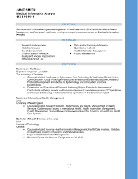 medical informatics analyst resume