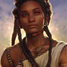 a strong, dark-skinned mesopotamian young archer girl