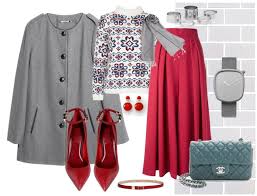 Kadınlar şu hayattan hiçbir şey çekmemişlerdir kıyafet uyumlarından çektikleri kadar. Kirmizi Gri Uyumuyla Kis Kombinleri Trend Elbiseler Mutevazi Moda Casual Hijab Outfit