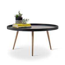 Black Round Scandinavian Tray Coffee Table Retro Modern Design W Wood Legs Coffee Table Table Marble Round Coffee Table