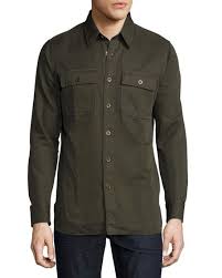 Tom Ford Cotton Blend Twill Military Shirt Dark Olive Tomford Cloth Military Shirts Shirts Cotton Blend