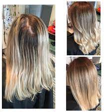 Straight Or Curly Darker Roots Blending Down Into Lighter Cool Blonde Ends Creating An Ombre Root Stretch Effect Blonde Ends Cool Blonde Hair Styles