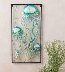 Handcrafted Metal Jellyfish Wall Art With Capiz Accents Jellyfish Wall Art Outdoor Wall Decor Metal Wall Art Decor
