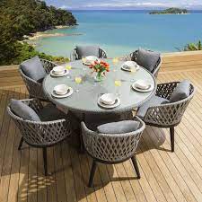 Buy this 4 seater round table & curved bench now for fantastic quality, style and value. Rattan Garden 6 Seat Round Dining Table Set With Curved Lattice Chairs Quatropi