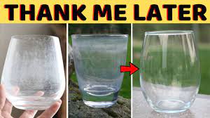 How To Remove Hard Water Stains From Drinking Glass With Baking Soda Youtube