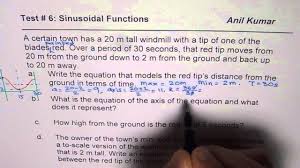 Model Wind Mill Application Test Problem As Sinusoidal Function Mcr3u Trigonometry Youtube