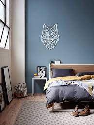 Geometric Wall Art Wolf Head Metal Wall Art Steel Home Decor Etsy Small Bedroom Colours Bedroom Diy Home Decor Bedroom