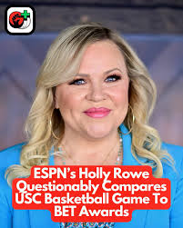 📣 Longtime ESPN reporter #HollyRowe is catching heat after she compared a  women's basketball game at the University of Southern California to the BET  Awards during a live broadcast. Rowe made the