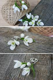 Forest Jewelry Snowdrops Polymer Clay Flowers Clay Flowers Polymer Clay Crafts