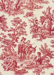 A horse riding racing fabric. Rustic Life Crimson Toile Pattern Toile Fabric Red Toile